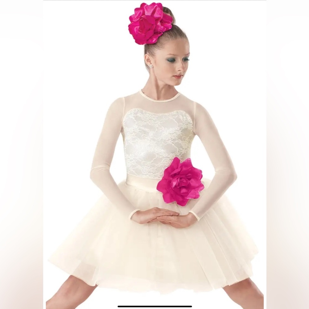 Weissman Music Box Dance Ivory Silver Lace Dress Tutu Costume - XL Child
